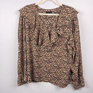 Vintage Ruffle detail ditzy floral large blouse